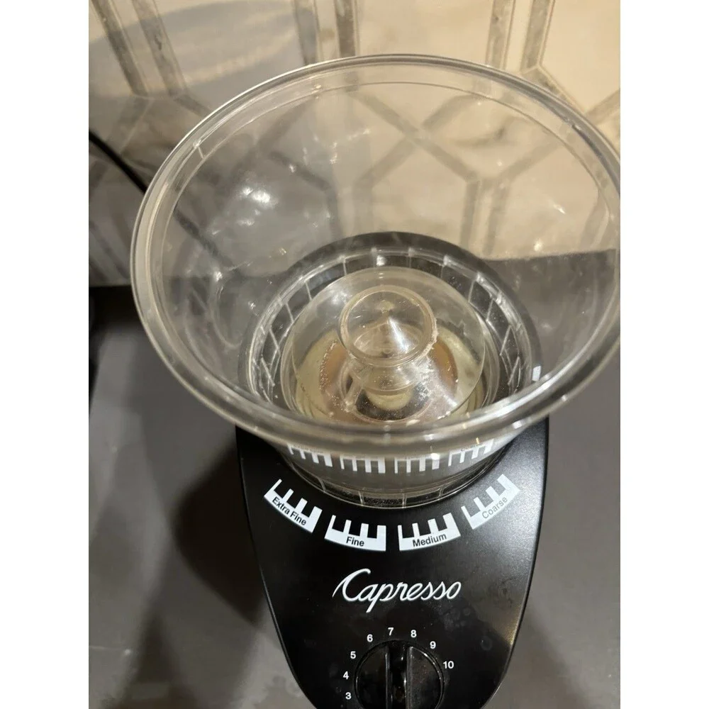 Capresso Infinity Plus Conical Burr Coffee Grinder, Black - Tested Beans Grind